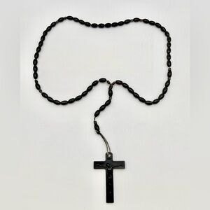 Vintage Catholic Rosary with Crucifix Black Prayer Beads